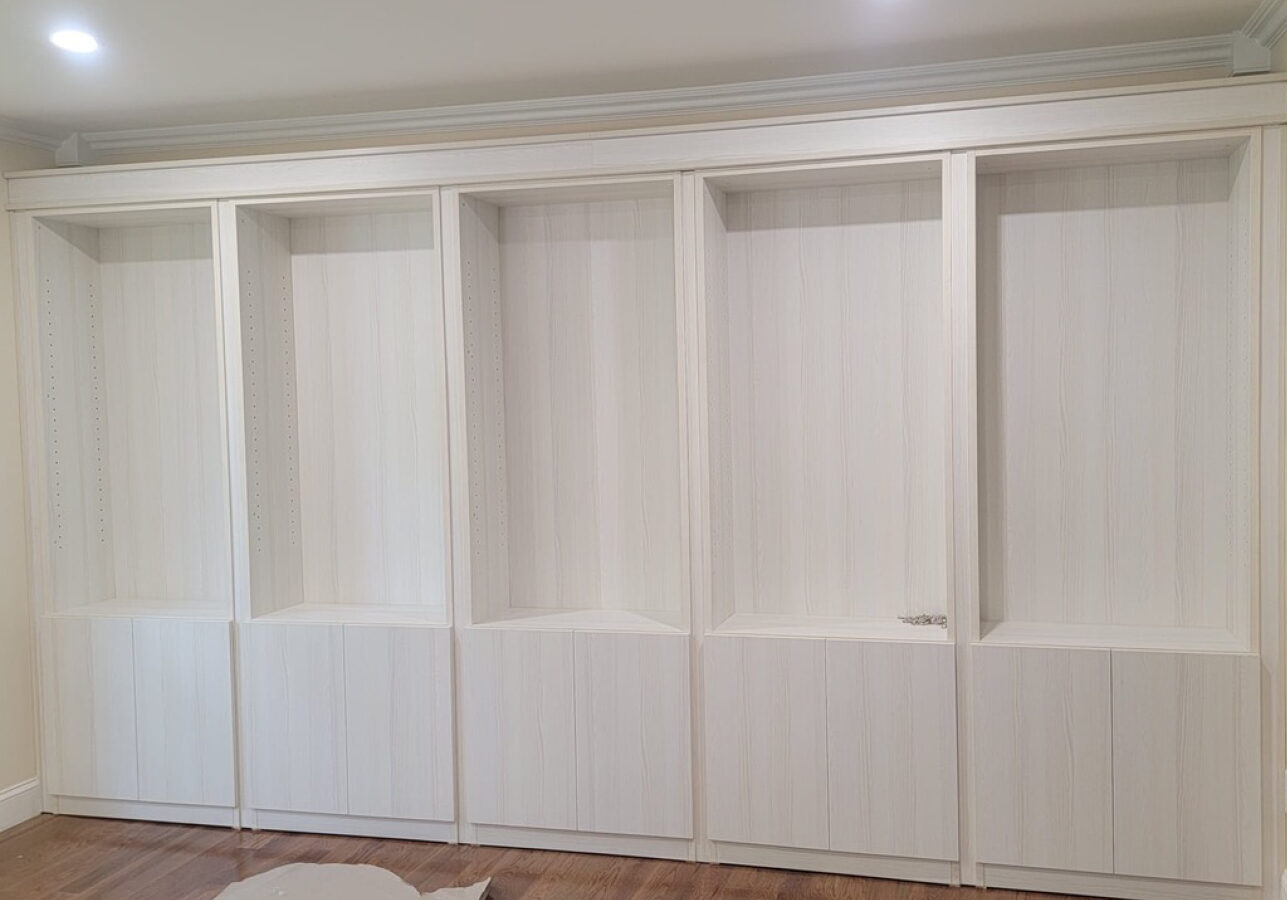 custom white bookcases